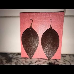 Joanna Gaines Leather teardrop earrings.